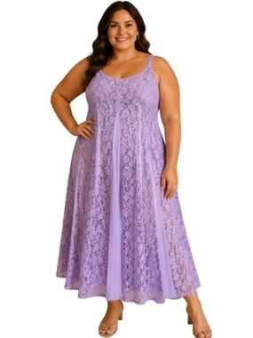 NWT Step in Style Plus Size Lavender Lace Maxi Dress 1X